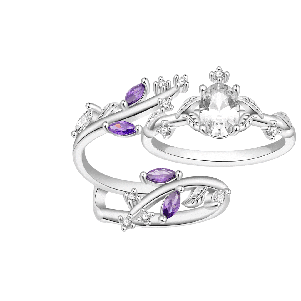 Vine Wrap Oval White CZ Stackable Rings