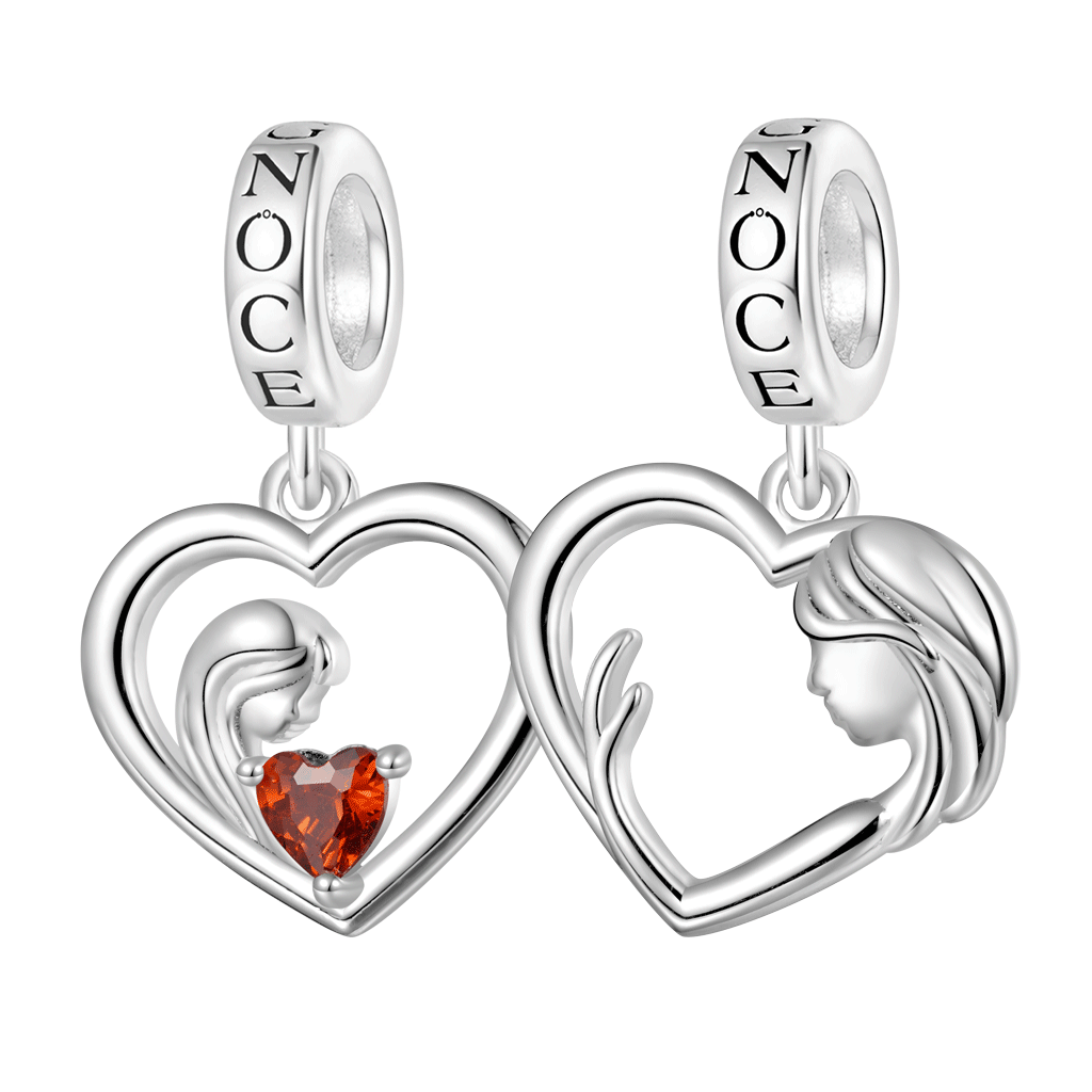 Mother Hug Daughter Heart Double Pendant