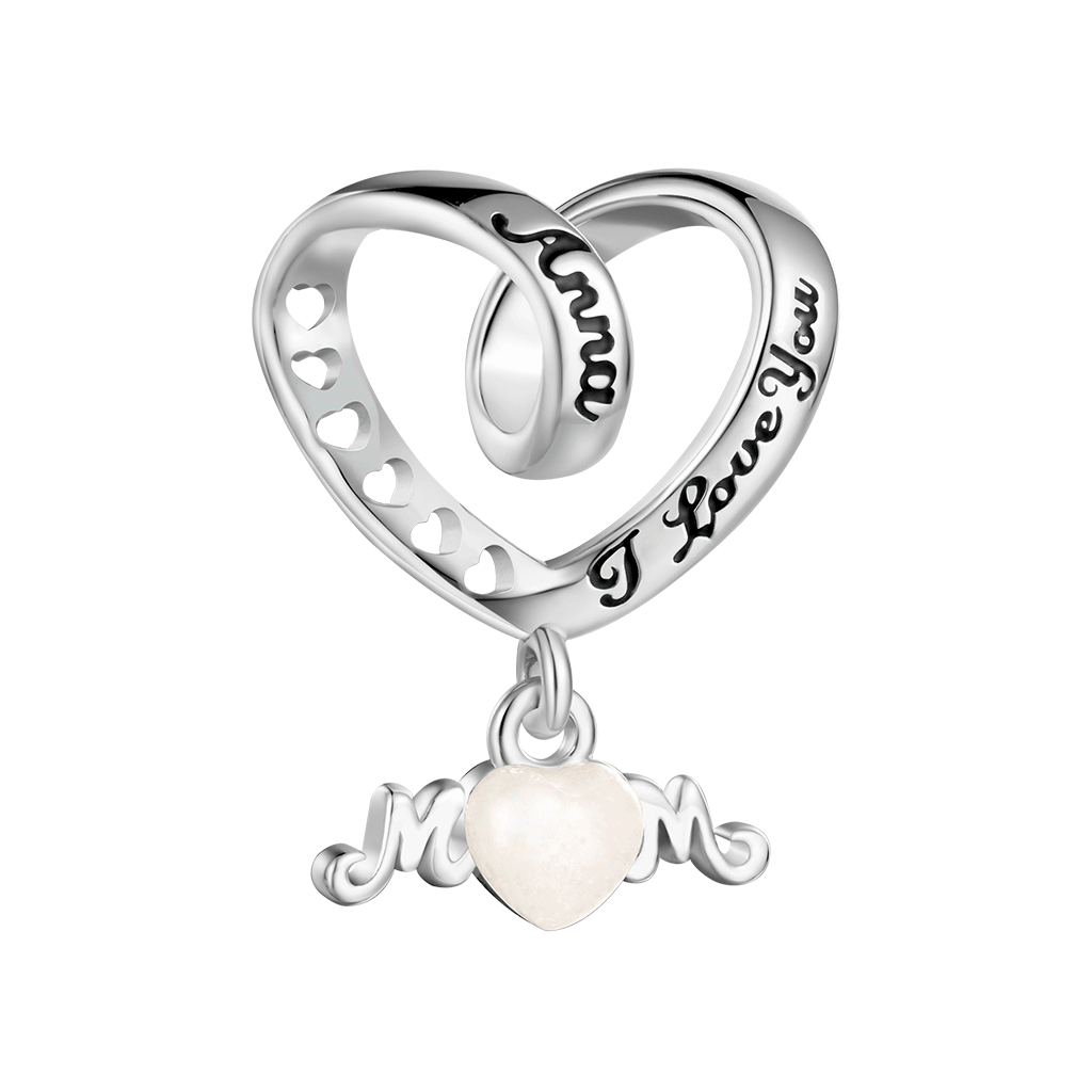 Engravable 'I love you' MoM Heart Charm