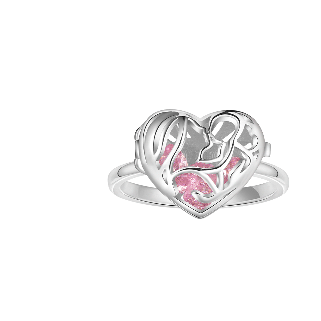 Openable Hollow Heart with Diamond Ring
