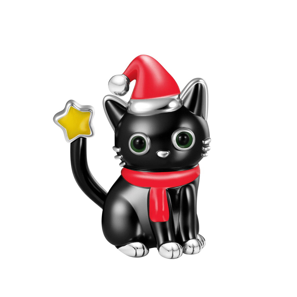 Christmas Black Cat Charm