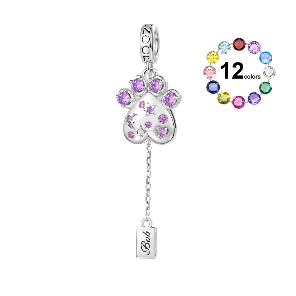 Pet Paw Birthstone Pendant