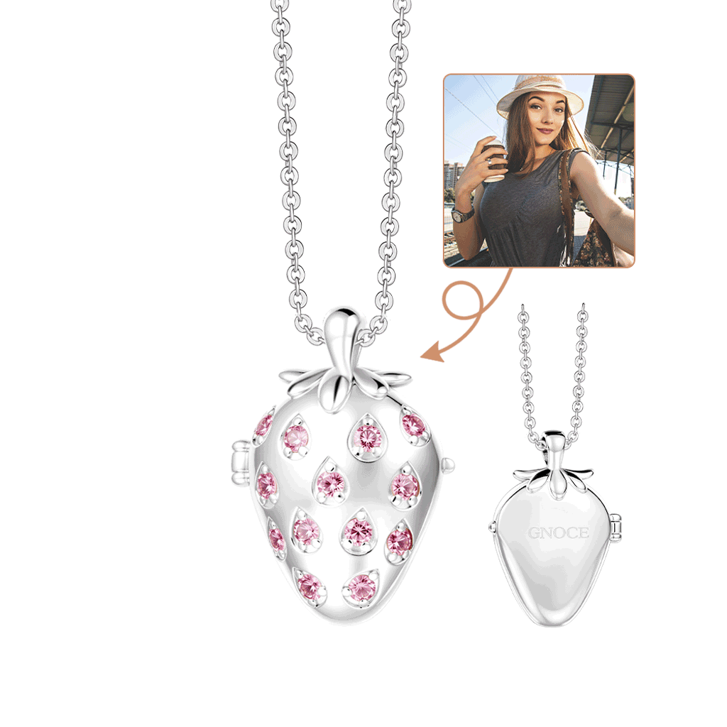 Strawberry Photo Locket Necklace
