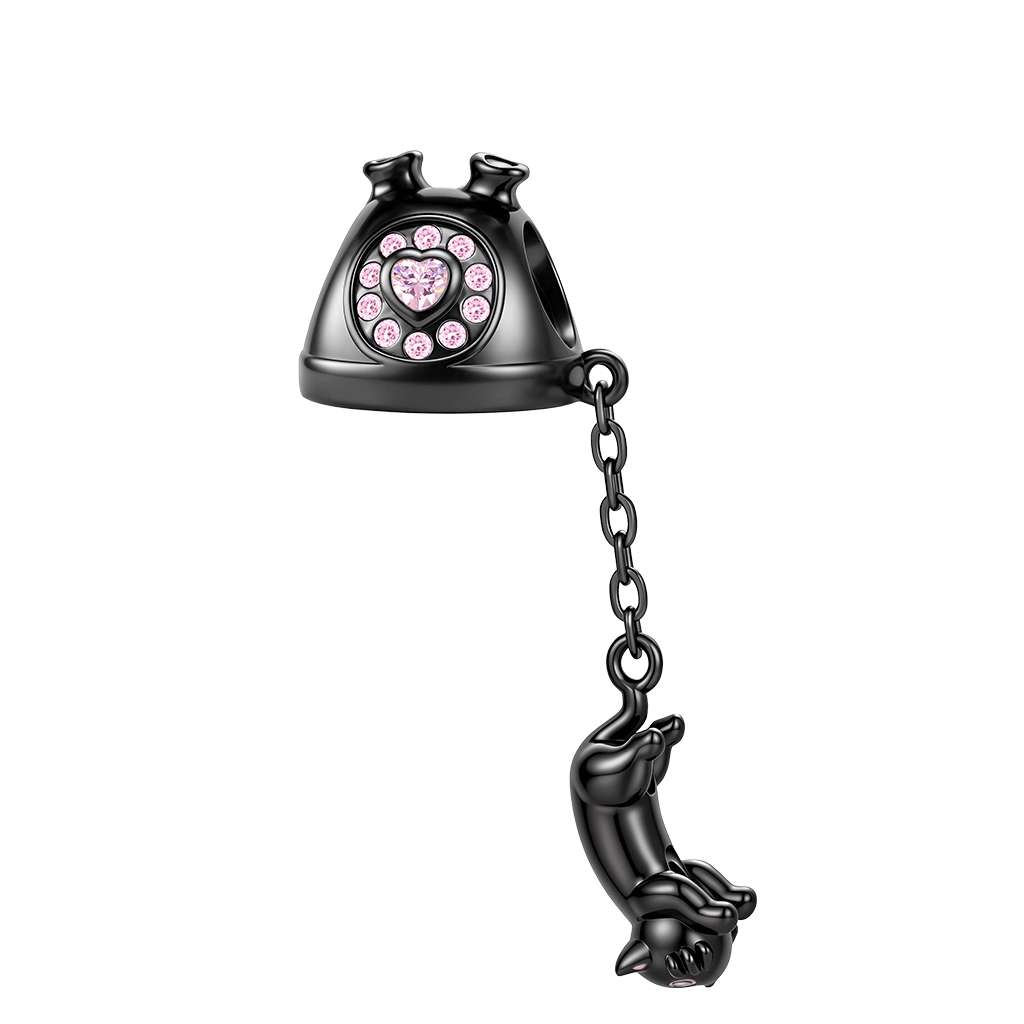 Black Cat Telephone Charm