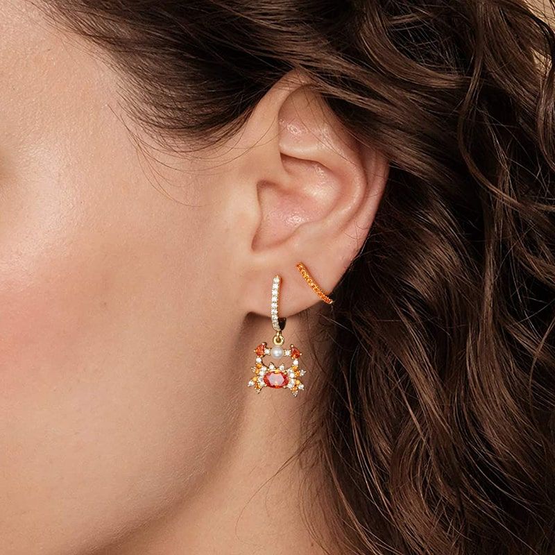 Crab Dangle Earrings Set 18K Gold Plated