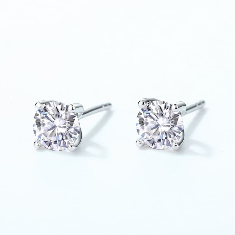 Round Stone Stud Earrings