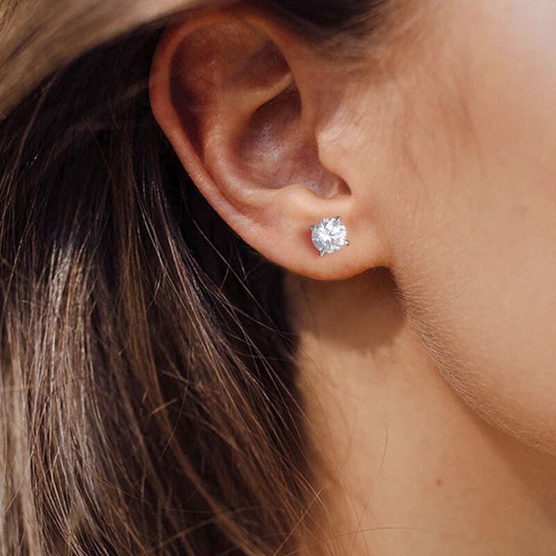 Round Stone Stud Earrings