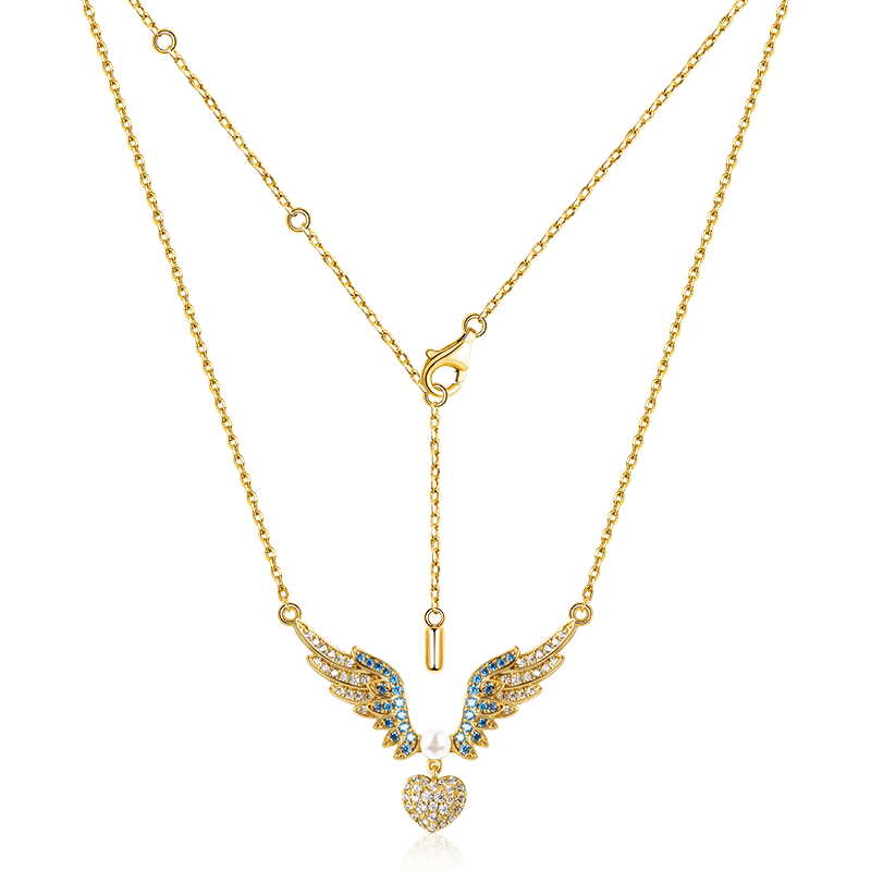 Heart with Angels Wing Necklace
