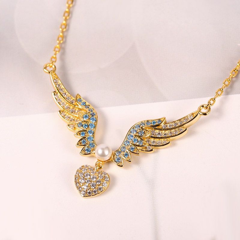Heart with Angels Wing Necklace