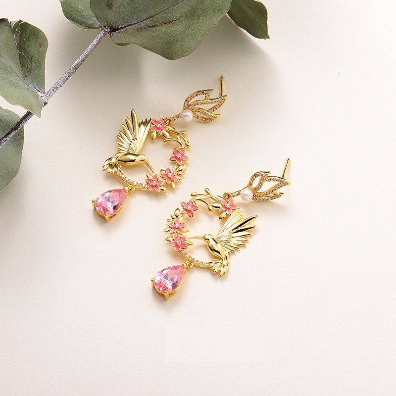 Hummingbird Flower Earrings