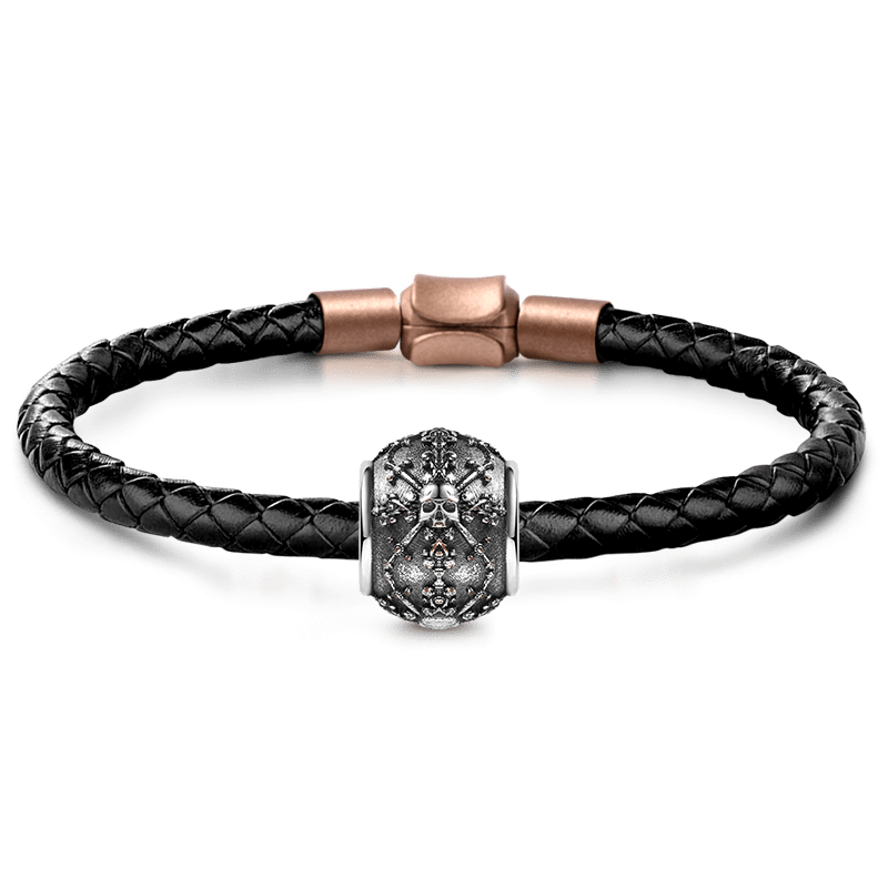 Skull with Swords Charm Bracelet