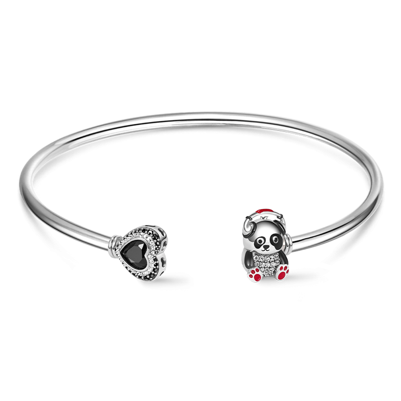 Panda & Heart Open Bangle