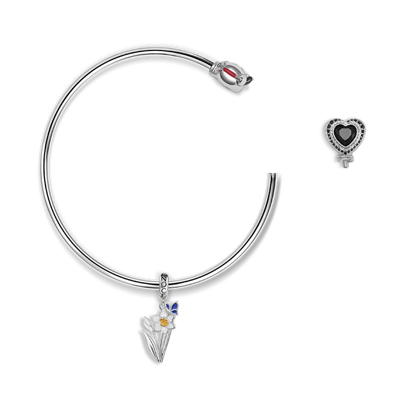 Panda & Heart Open Bangle