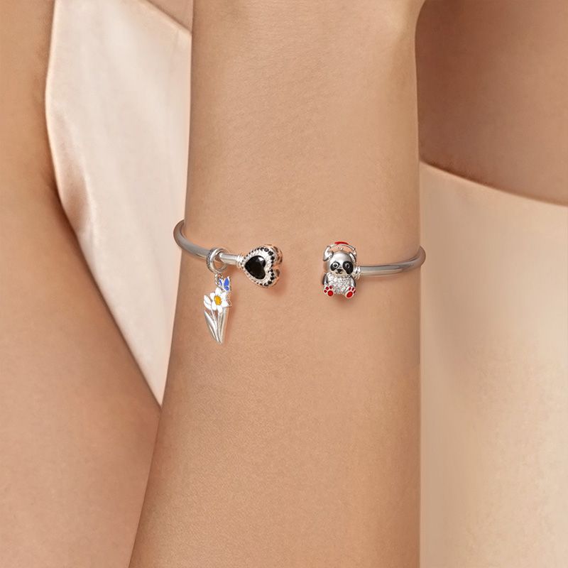 Panda & Heart Open Bangle