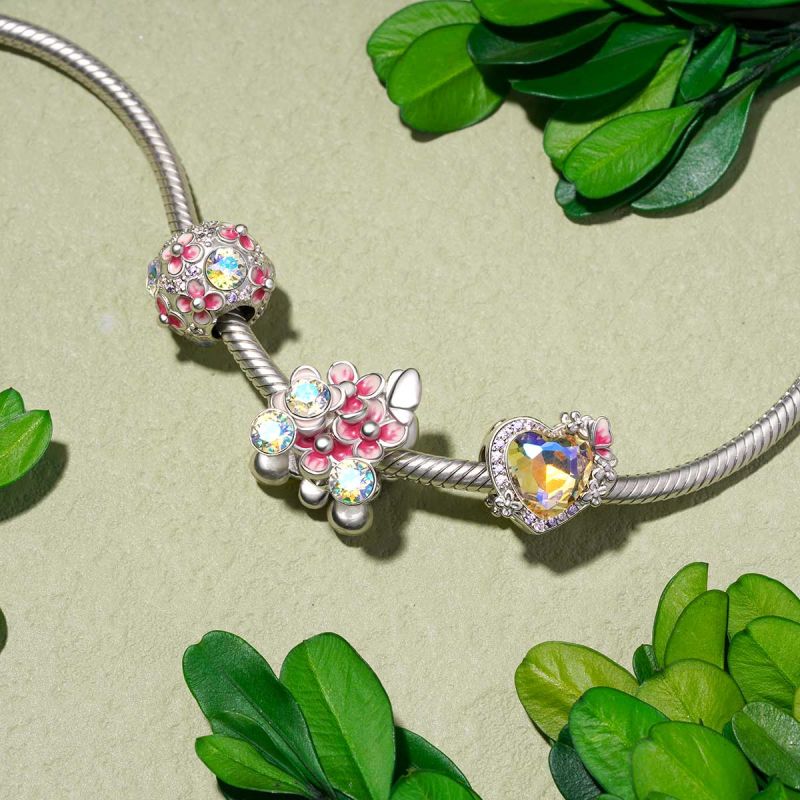 Hydrangea Heart Charm
