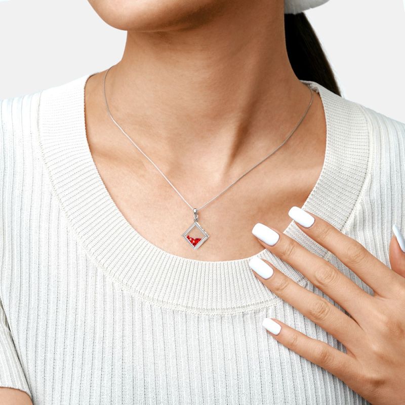 Square-shape Birthstone Necklace