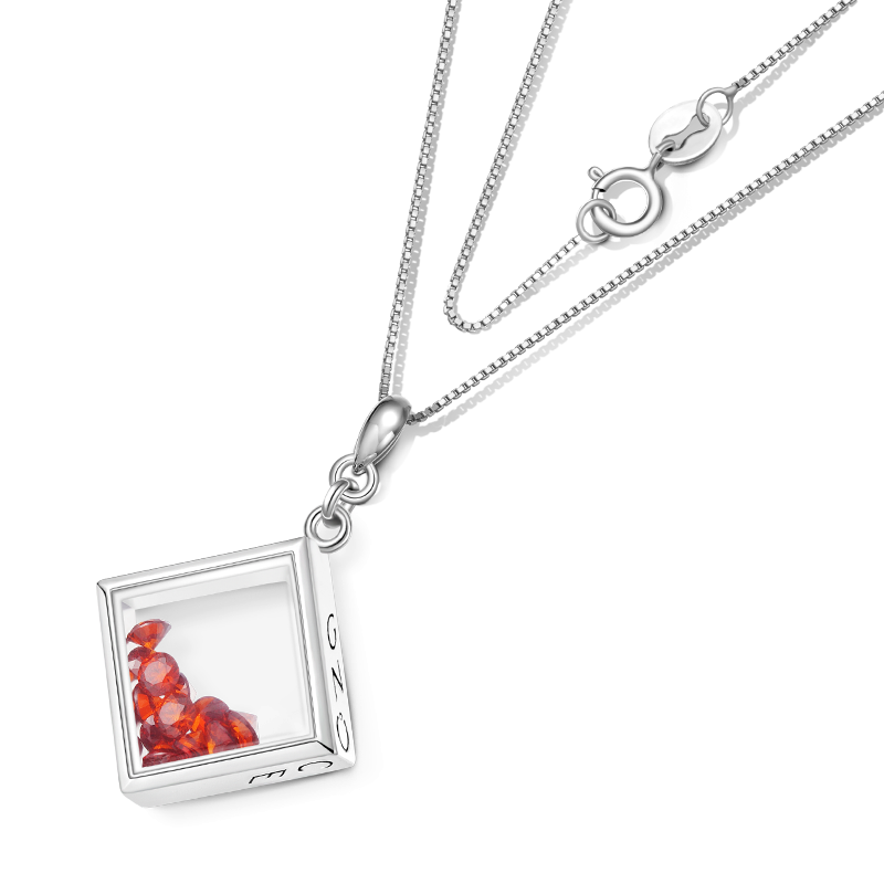 Square-shape Birthstone Necklace