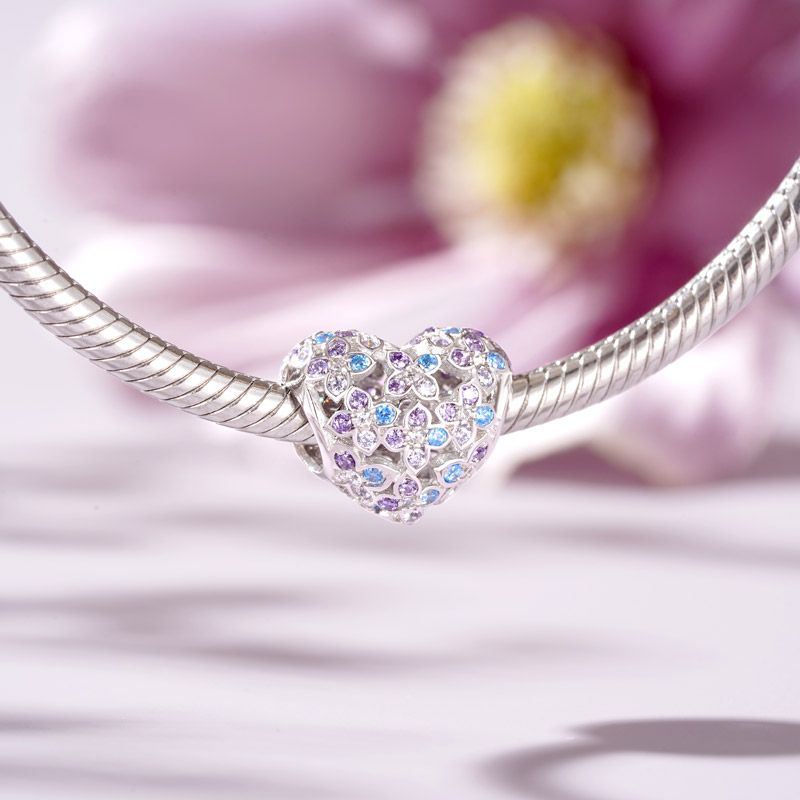Flower Heart Charm