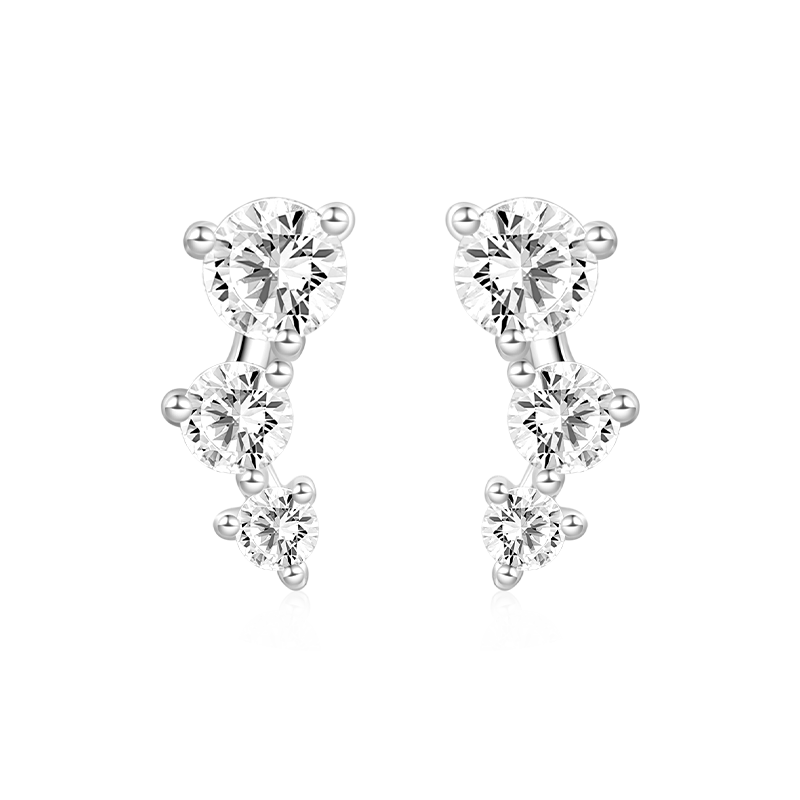 Three Stone Stud Earrings