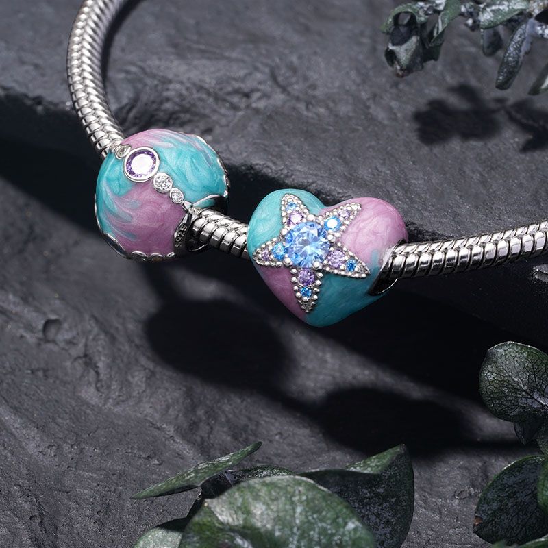 Pink & Blue Round Charm