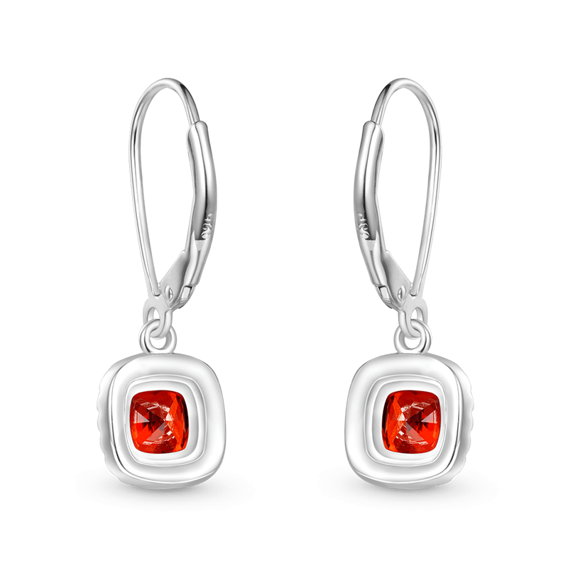 Square Birthstone Dangle Earrings