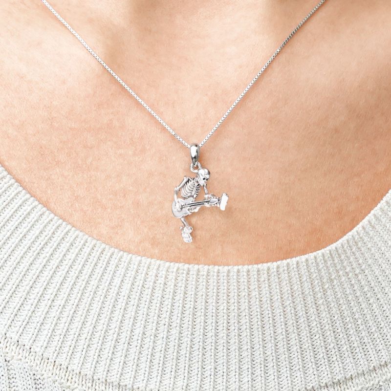 Guitar Rock Skull Necklace