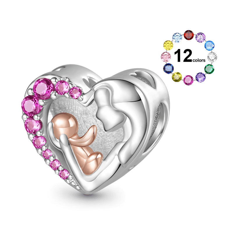 Mom&Baby Birthstone Engravable Charm