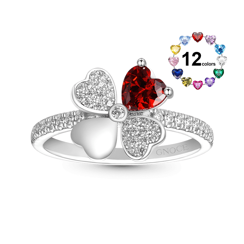 Four Leaf Clover Birthstone Ring