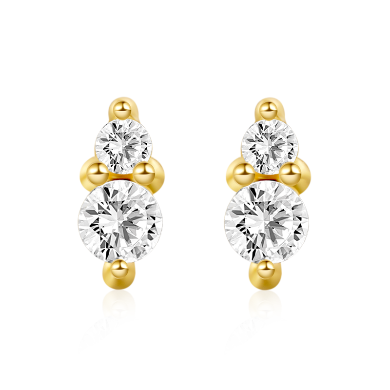 Two Round Stone Earrings