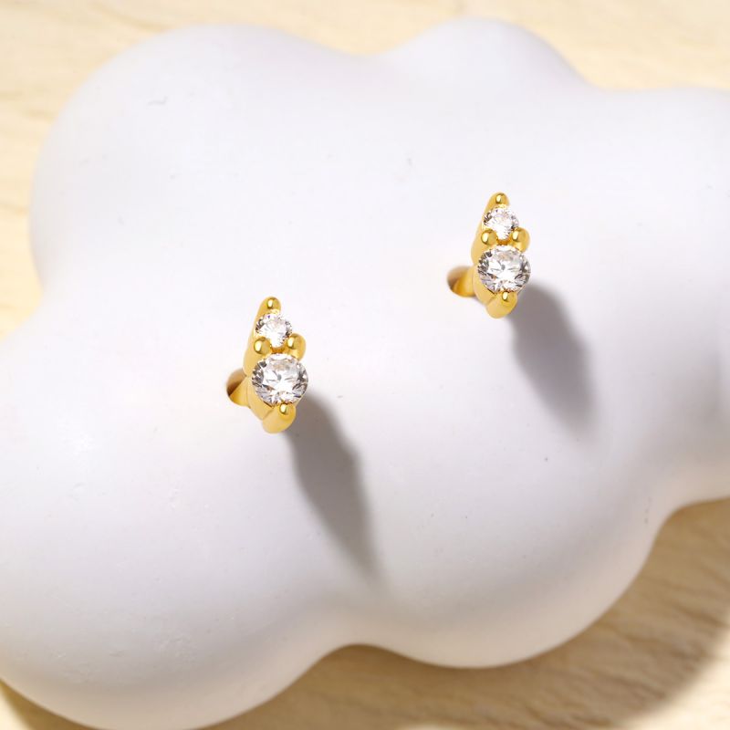 Two Round Stone Earrings