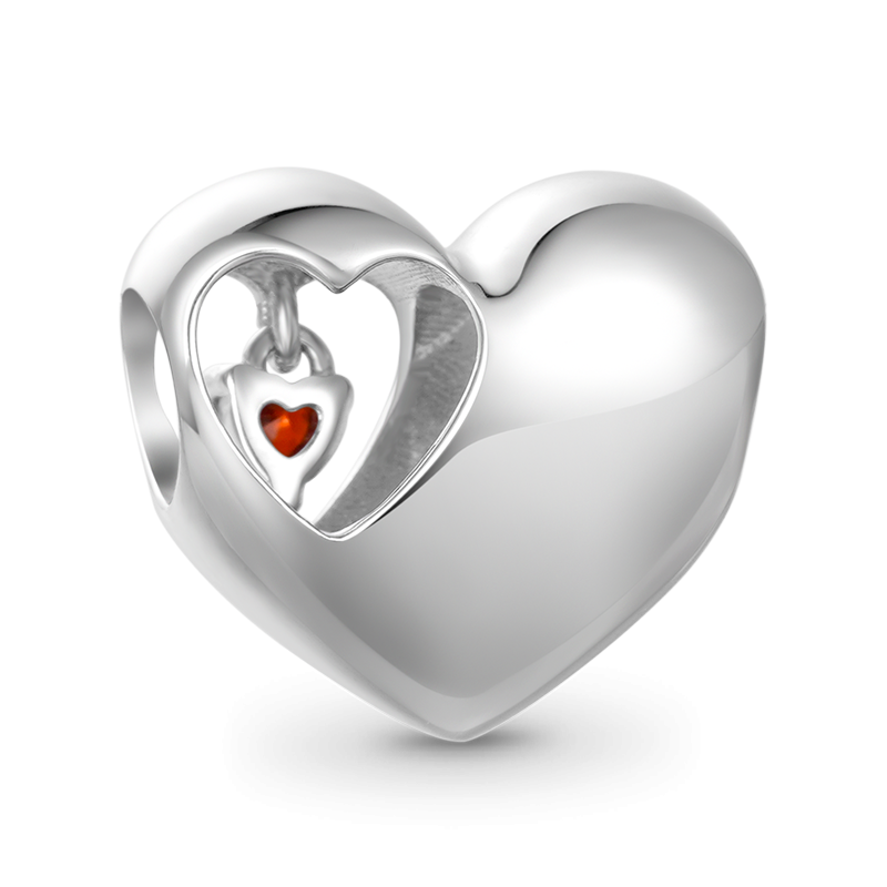 Love Heart Birthstone Charm