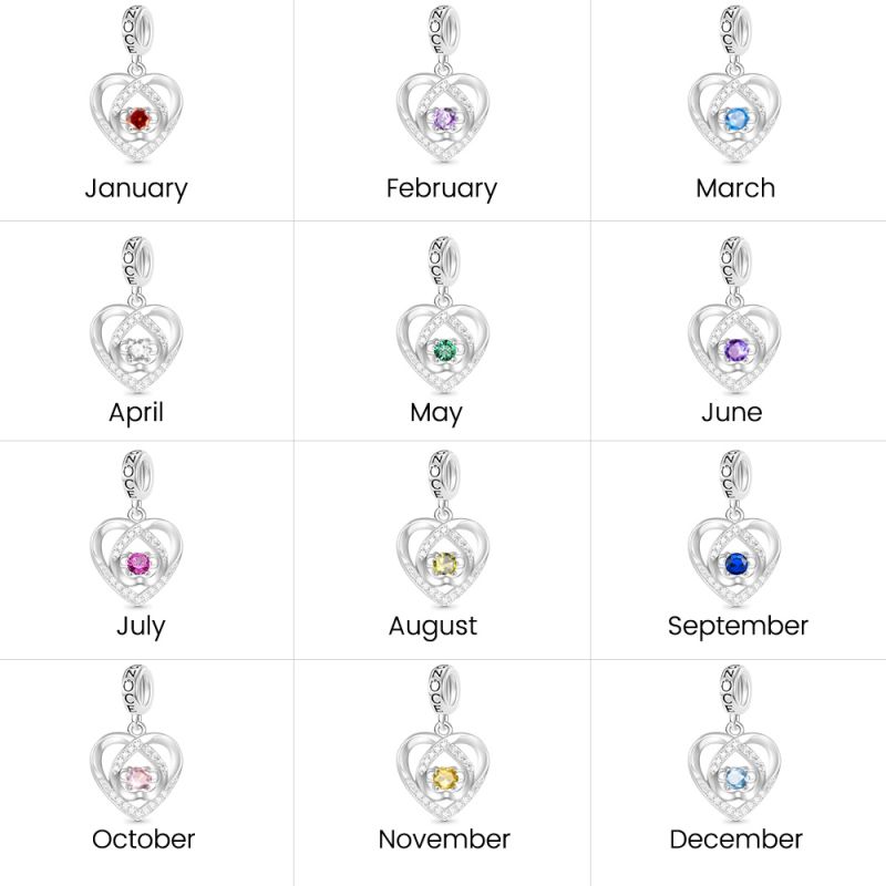 Love Heart Birthstone Pendant