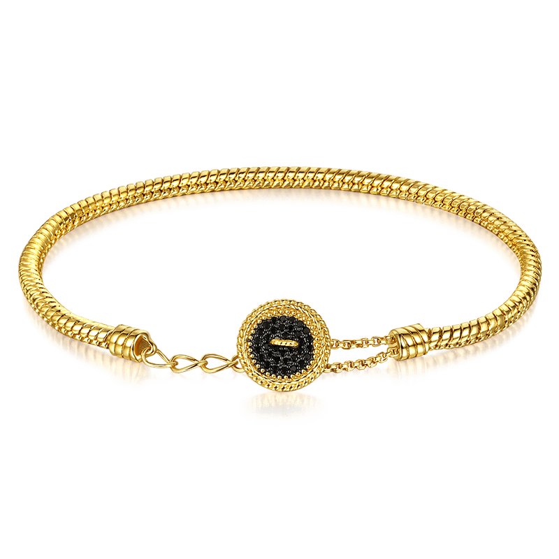 Black Button Basic Bracelet