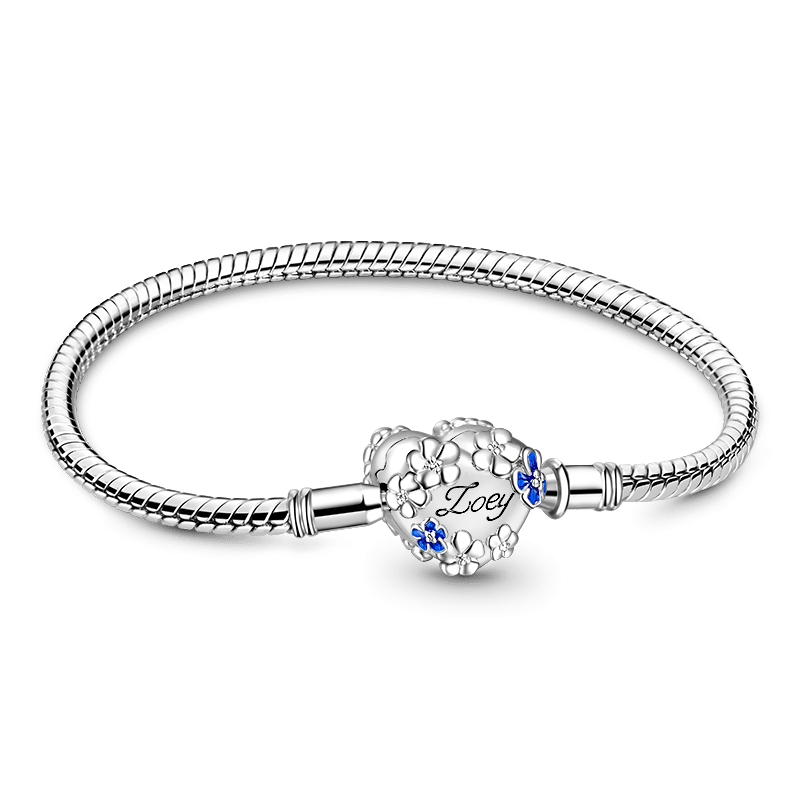 Blue Flowers Engravable Basic Bracelet