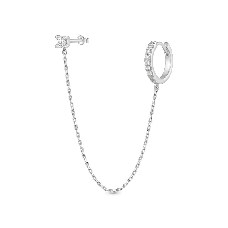 Double Piercing Chain Hoop Earrings