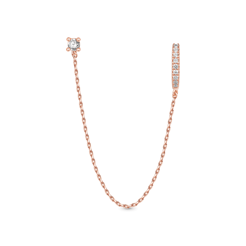 Double Piercing Chain Hoop Earrings