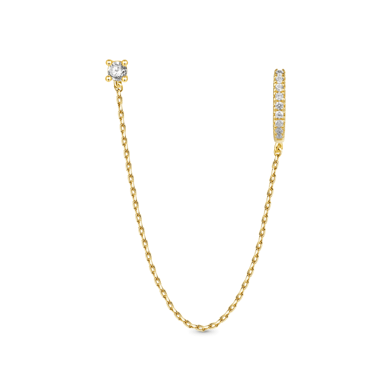 Double Piercing Chain Hoop Earrings