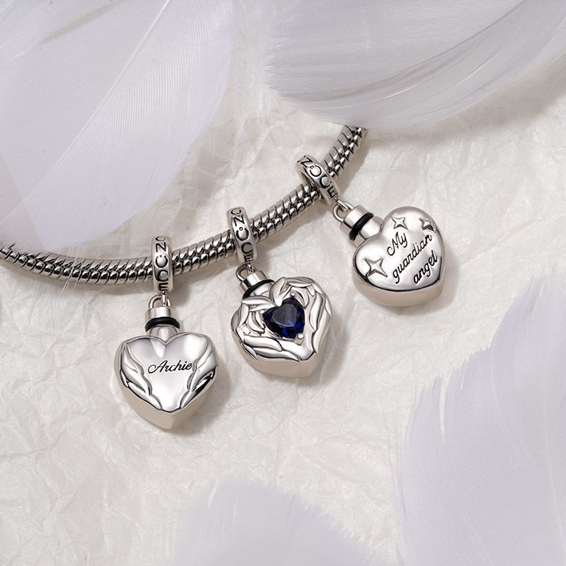Engravable Heart Birthstone Urn Ashes Pendant