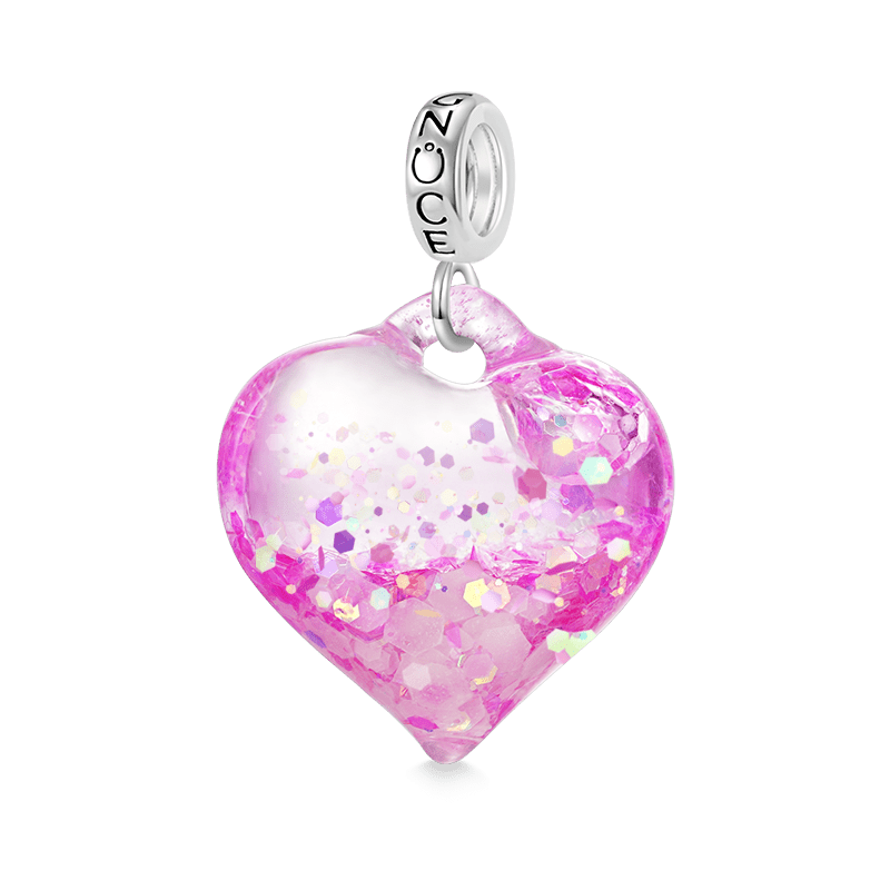 Pink Glitter Heart Pendant
