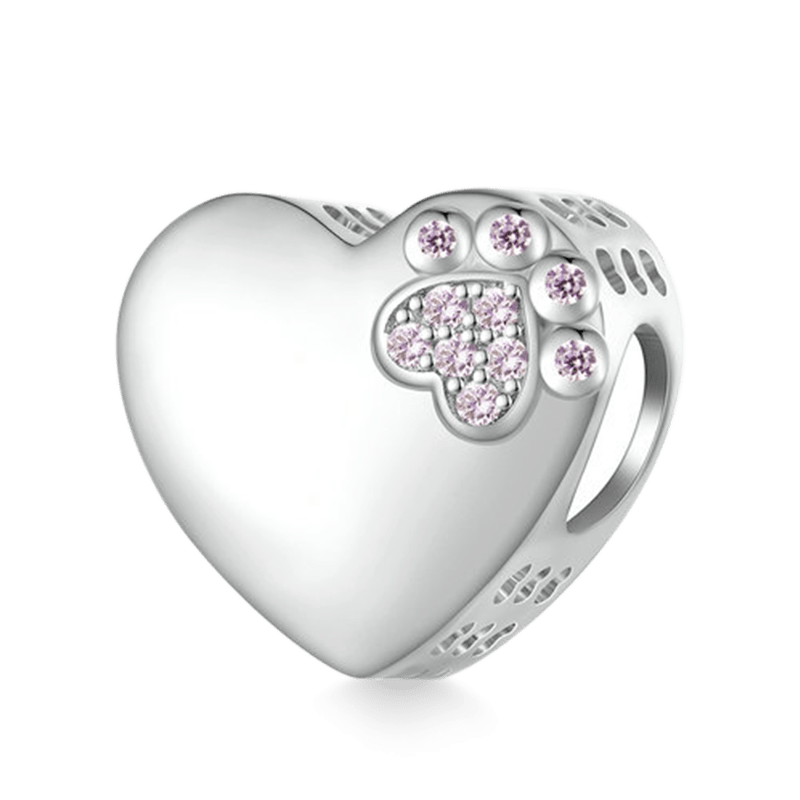 Paw Print Heart Charm
