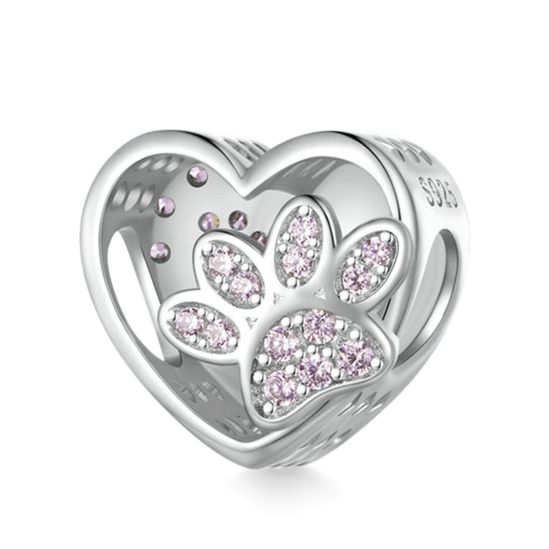 Paw Print Heart Charm