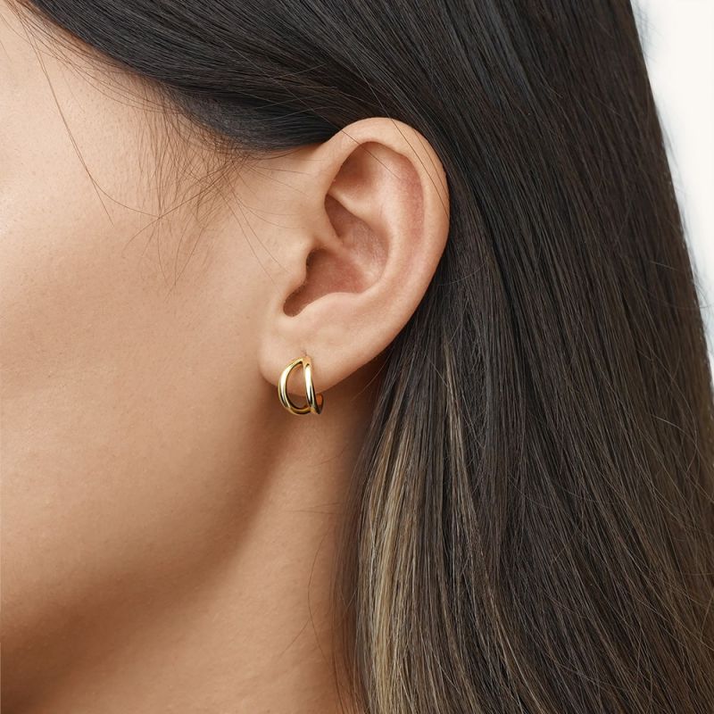 Gold Double Hoop Earrings
