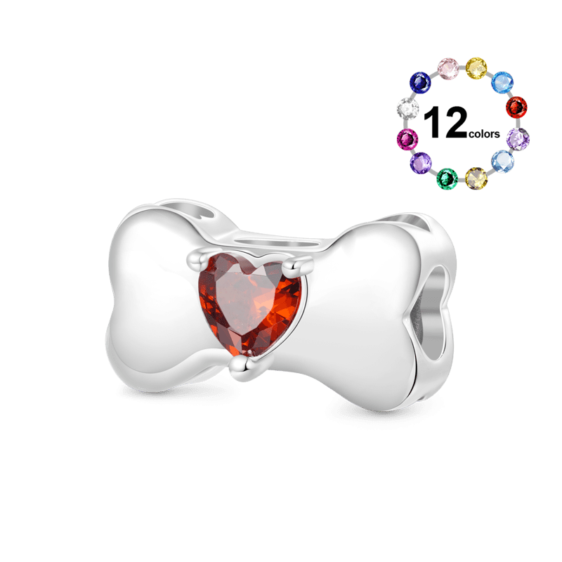 Dog Bone Birthstone Charm