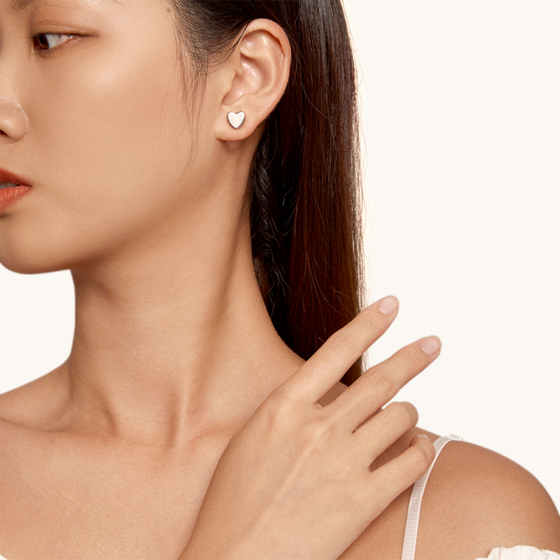 Minimalist Heart Stud Earrings