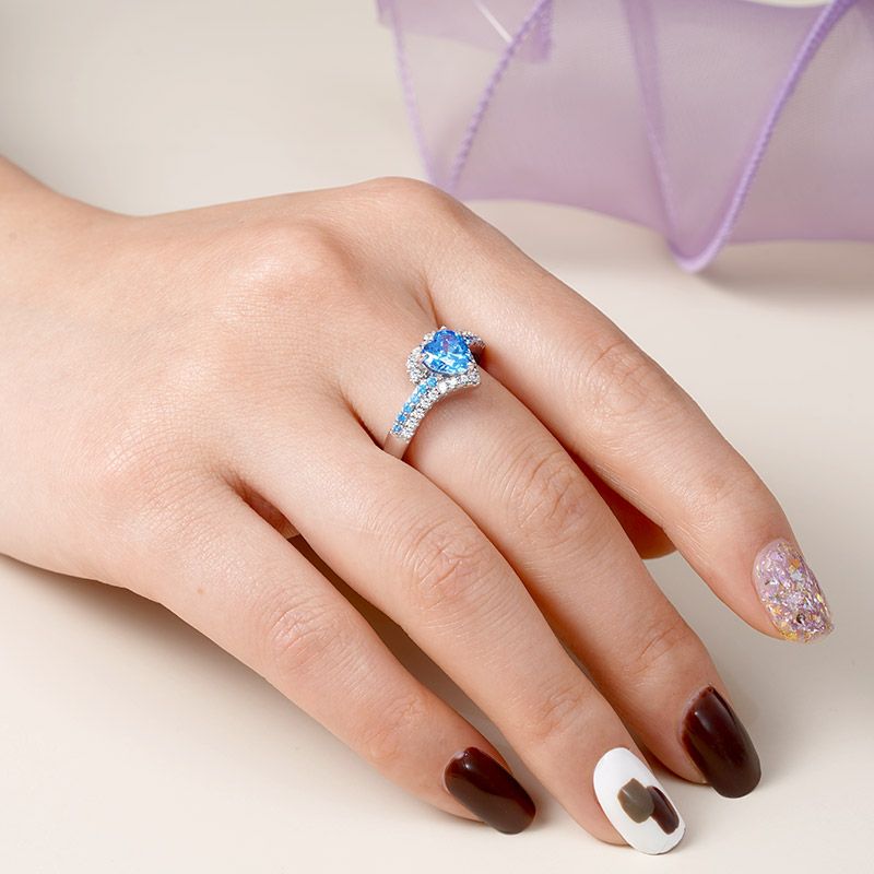 Blue Heart-cut Promise Ring