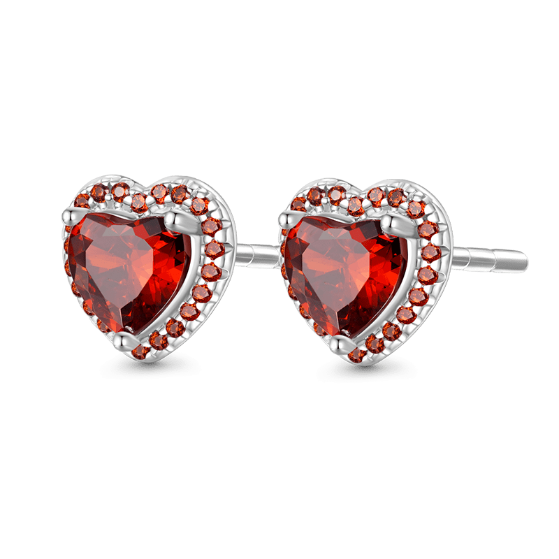 Heart Birthstone Stud Earrings