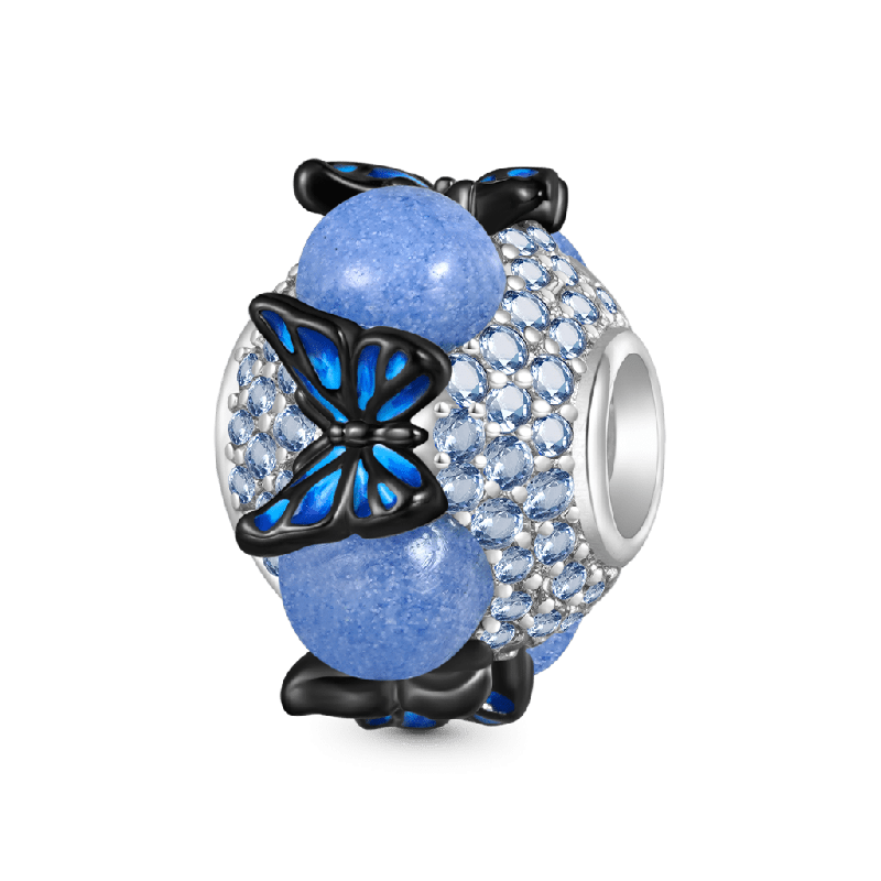 Blue Butterfly Round Charm