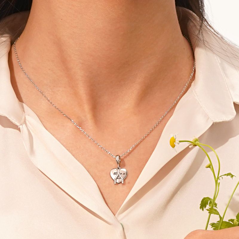 Heart Wishbone Charm