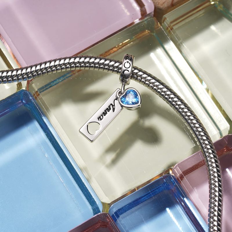Tag Heart Birthstone Pendant