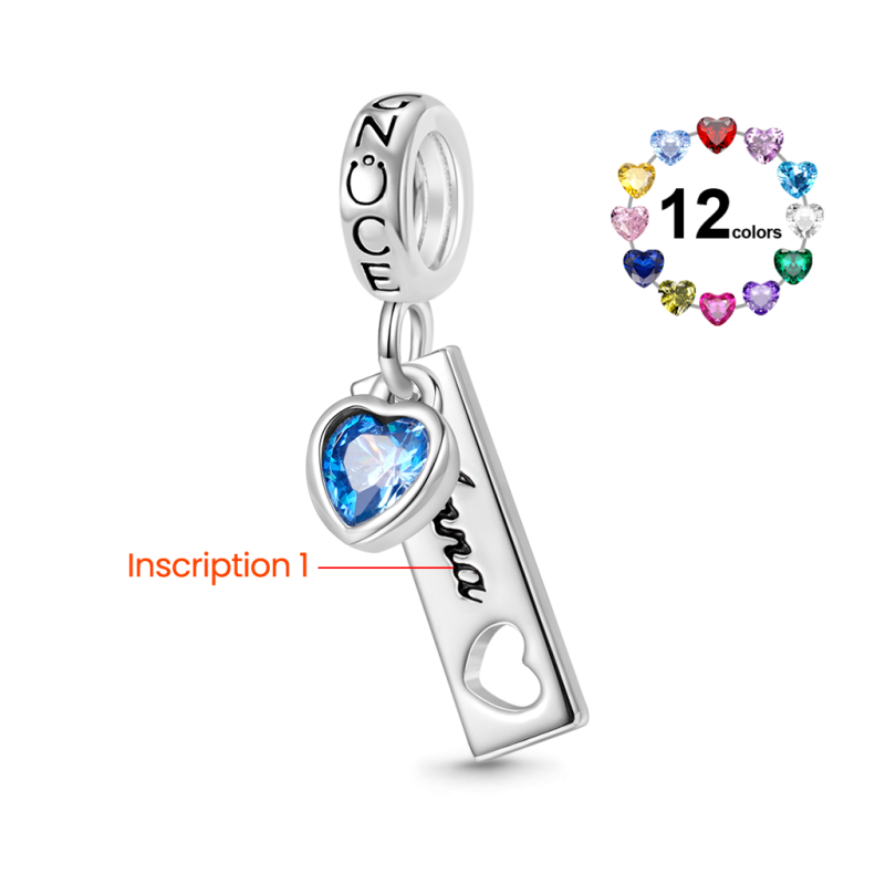 Tag Heart Birthstone Pendant